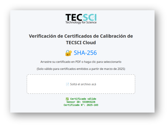 Pantalla del sistema de verificación