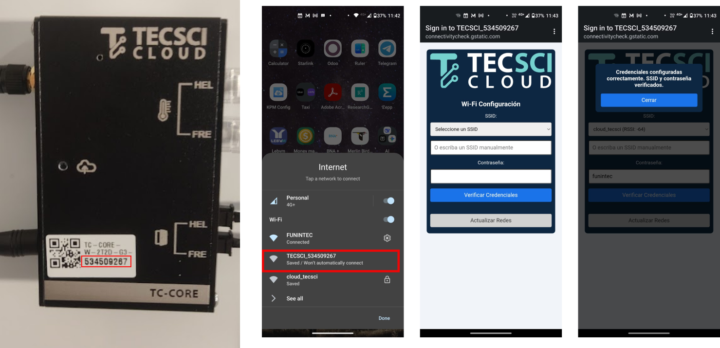 Pantalla de configuración Wi-Fi